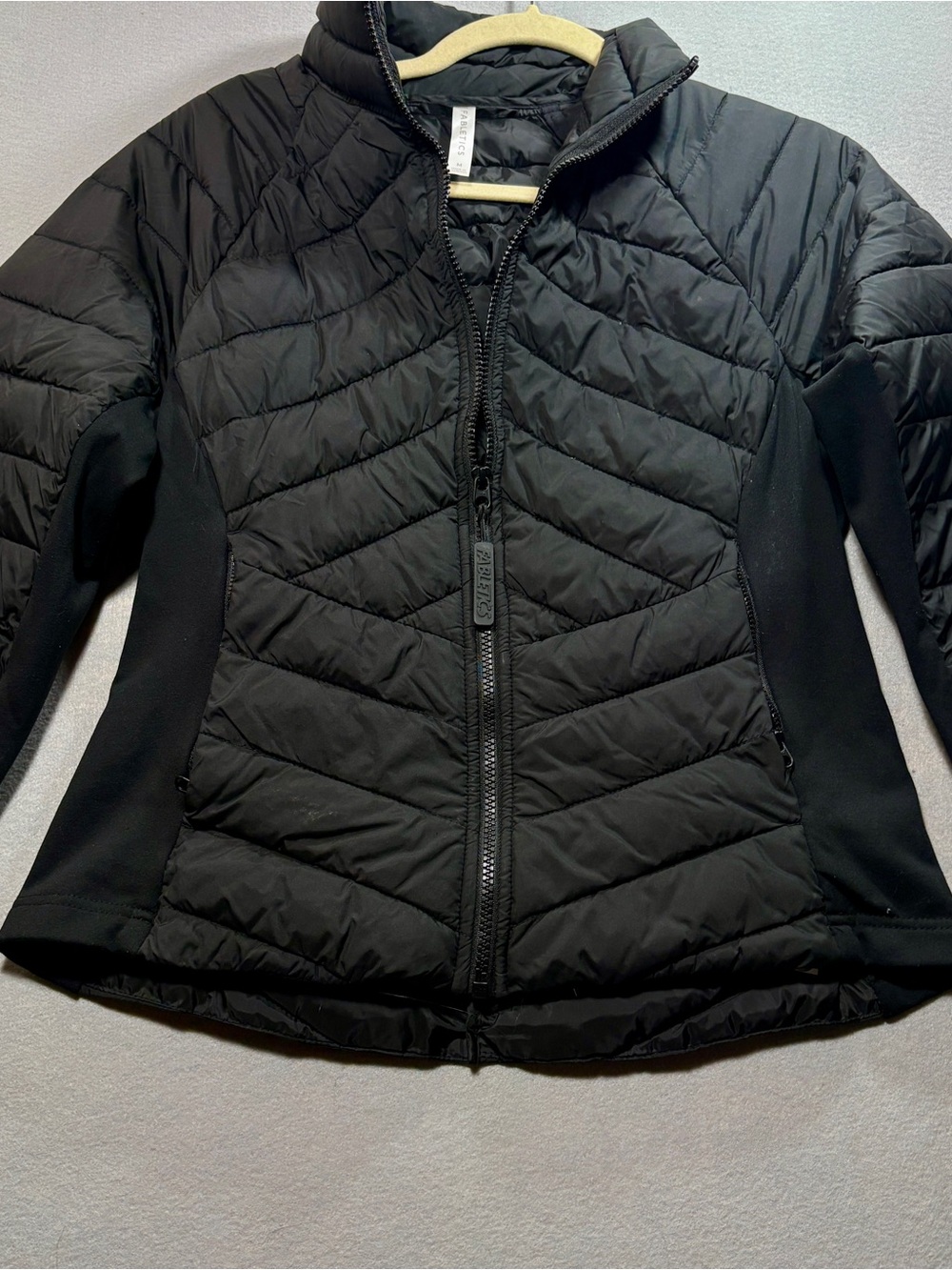 Fabletics Black Quilted Hooded Puffer Jacket